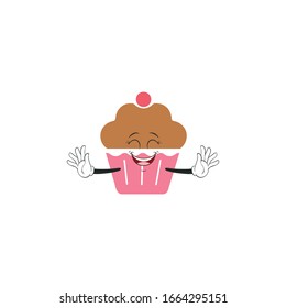 Cupcake Cartoon Figuren Design mit Ausdruck. Sie können für Aufkleber, Stifte, Maskottchen oder Pflaster verwenden