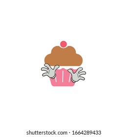 cupcake cartoon characters design. you can use for stickers, pins, mascot or patches