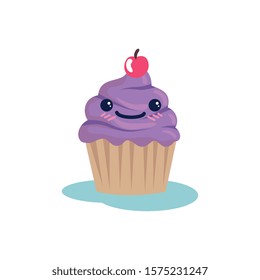 Cupcake cartoon design, Muffin dessert sweet bakery sugar pastry and food theme Vector illustration