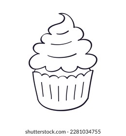 Cupcake cartoon doodle line icon