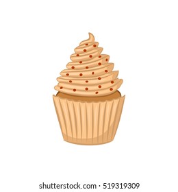 Cupcake. Cartoon icon. Isolated object on white background. Vector illustration.