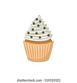 Cupcake. Cartoon icon. Isolated object on white background. Vector illustration.