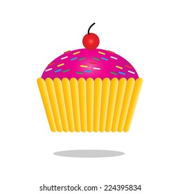 cupcake cartoon icon on white background vector