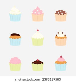 Cupcake cartoon icon pastel vector illustration