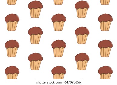 cupcake cartoon vector clean simple editable pattern