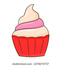 Cupcake. Cartoon. Vektorgrafik. Einzeln auf weißem Hintergrund