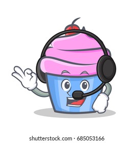 cupcake character cartoon style with headphone