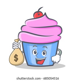 cupcake character cartoon style with money bag