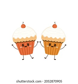 Cupcake character design. Cupcake on white background. Cupcake mascot.