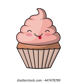 cupcake character isolated icon design