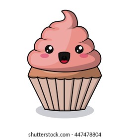 cupcake character isolated icon design