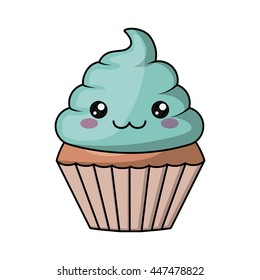 cupcake character isolated icon design
