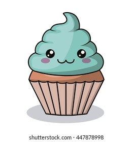 cupcake character kawaii style isolated icon design