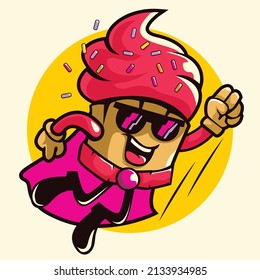 Cupcake character vector mascot illustration