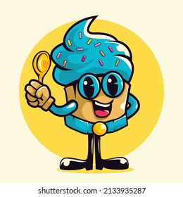 Cupcake character vector mascot illustration