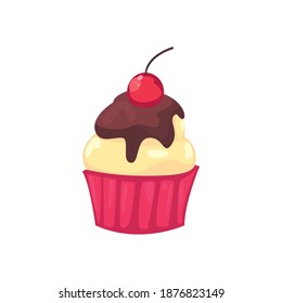 Cupcake with cherry design, Muffin dessert sweet and food theme Vector illustration