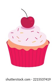 Pastel con ilustración de cerezo plano
