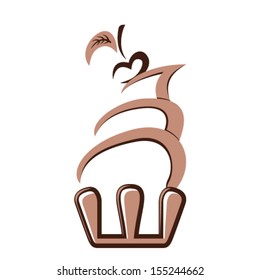 cupcake with cherry - food icon