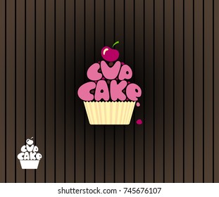Cupcake with a cherry. The Illustration - symbol