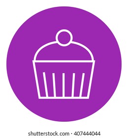 Cupcake with cherry line icon.