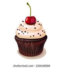 Cupcake with cherry on top