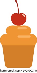 Cupcakes mit einer Kirsche oben, Vektorgrafik auf weißem Hintergrund.