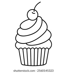 Cupcake with Cherry on Top

Cupcake topped with swirled frosting and a cherry outline illustration. Perfect for coloring pages, digital sketches, or minimalist dessert-themed projects.