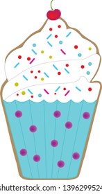 cupcake with cherry on white background