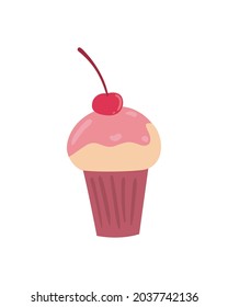 cupcake with cherry pastry icon