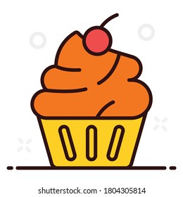 Cupcake with cherry topping, an icon design of dessert 