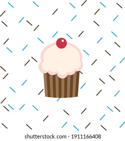 Cupcake with cherry vector  illustration