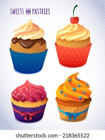 Cupcake and cherry for your bakery menu design
