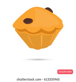 Cupcake with chocolate color flat icon for web and mobile design
