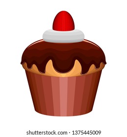 Cupcake with chocolate and cream. Vector illustration design