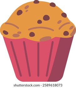 Cupcake with chocolate crisps vector illustration