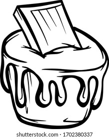 cupcake with chocolate dessert relish vector illustration isolate outline a sweets baking banner coloring object kitchen pastry shop