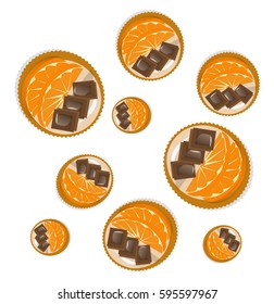 cupcake with chocolate and orange - vector illustratio