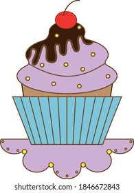 Cupcakes mit Schokoladenoberteil und Kirschen