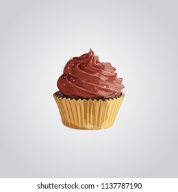 Cupcake. Chocolate cupcake vector illustration