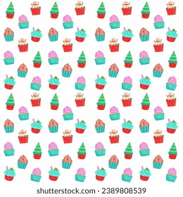cupcake, christmas theme pattern background