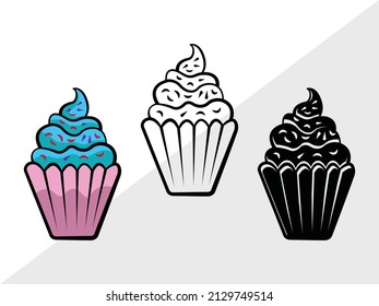 Cupcake Clipart  Printable Vector Illustration