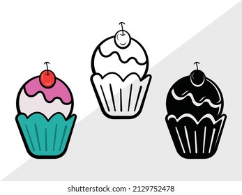 Cupcake Clipart Printable Vector Illustration