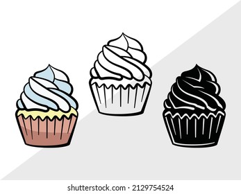 Cupcake Clipart Printable Vector Illustration