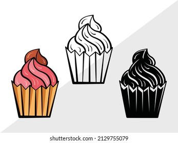 
Cupcake Clipart Printable Vector Illustration