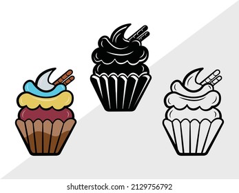 
Cupcake Clipart Printable Vector Illustration