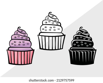 Cupcake Clipart Printable Vector Illustration