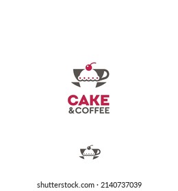 Cupcake and coffee cake bakery cafe pastry shop vector logo