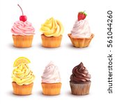 Cupcake collection isolated on white. Vector set