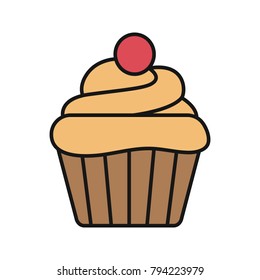 Cupcake color icon. Muffin. Isolated vector illustration