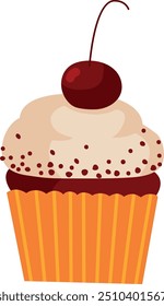 Cupcake color icon. Sweet cherry dessert drawing